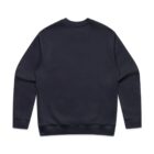 Back view of a plain black crewneck sweatshirt on a white background.