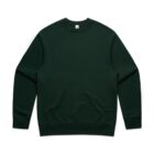 Dark green crewneck sweatshirt laid flat on a white background.