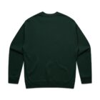 Dark green long-sleeve crewneck sweatshirt laid flat, shown from the back.
