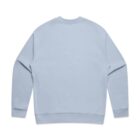 Light blue crewneck sweatshirt shown from the back on a white background.