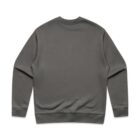 Back view of a plain, long-sleeve, dark green crewneck sweatshirt.