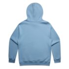 Light blue hooded sweatshirt shown from the back on a white background.