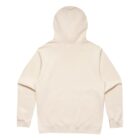 Beige hooded sweatshirt displayed flat, shown from the back.