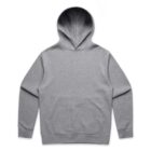 Gray hooded sweatshirt with a front pocket, laid flat on a white background.