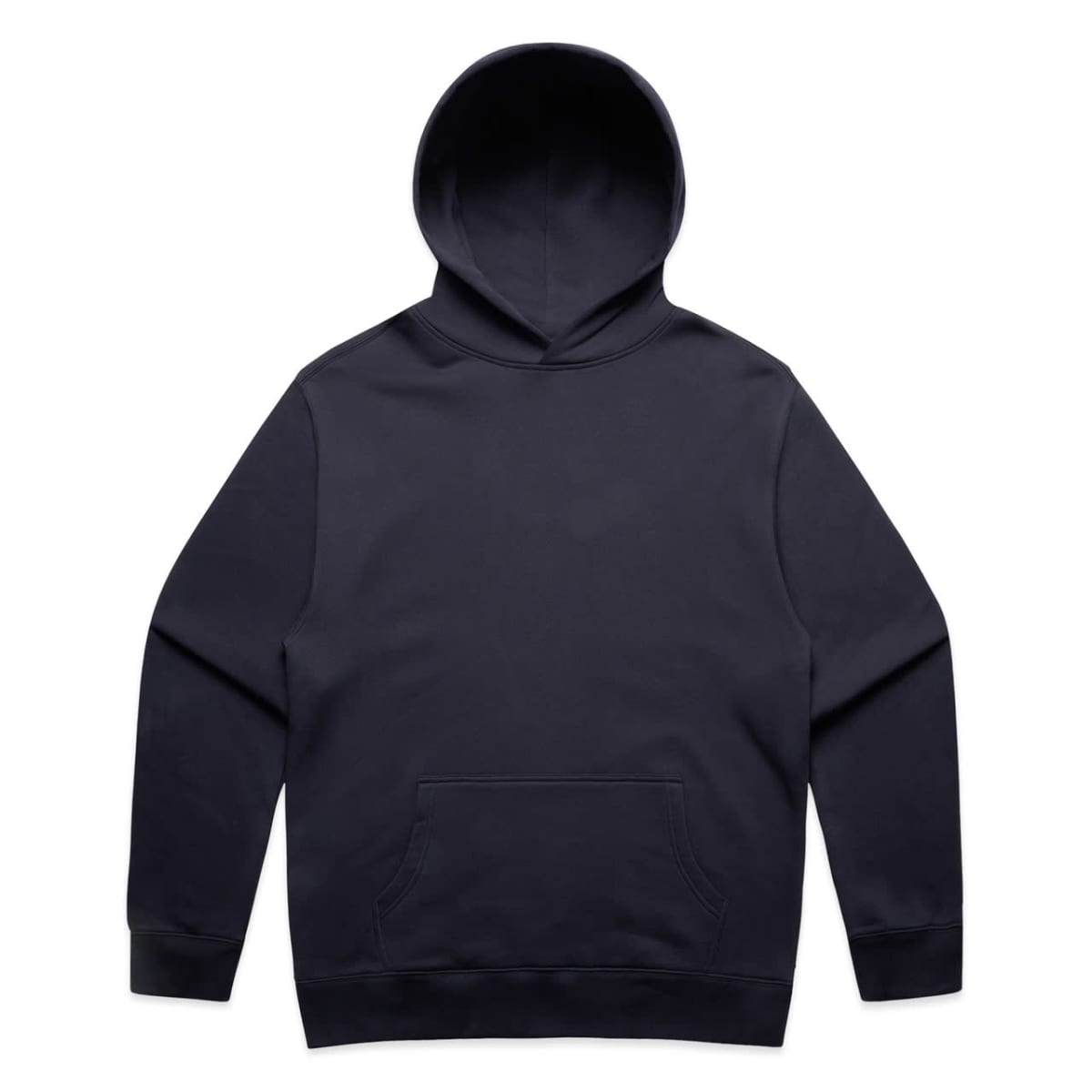 Plain black hooded sweatshirt with a front pocket, displayed on a white background.