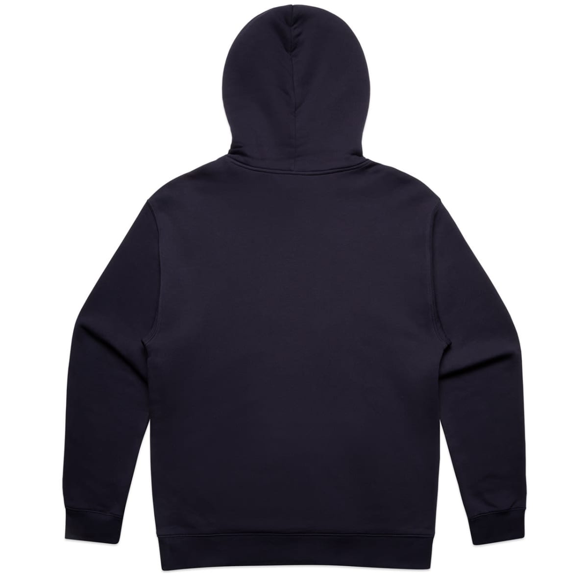 Black hoodie shown from the back on a white background.