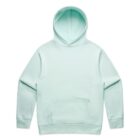 Light blue hooded sweatshirt with a front pocket, laid flat on a white background.