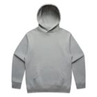 Light gray hooded sweatshirt with a front pocket, laid flat on a white background.