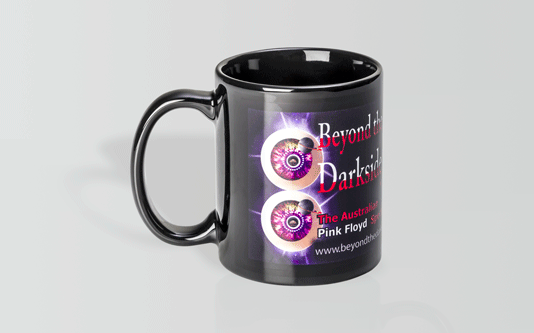 Colour Max Can Mug with Beyond the Darkside and eye, inspired by Pink Floyd.