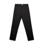 Black straight-leg chinos laid flat on a white background.