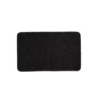 A rectangular black mat with subtle leaf patterns on a white background.