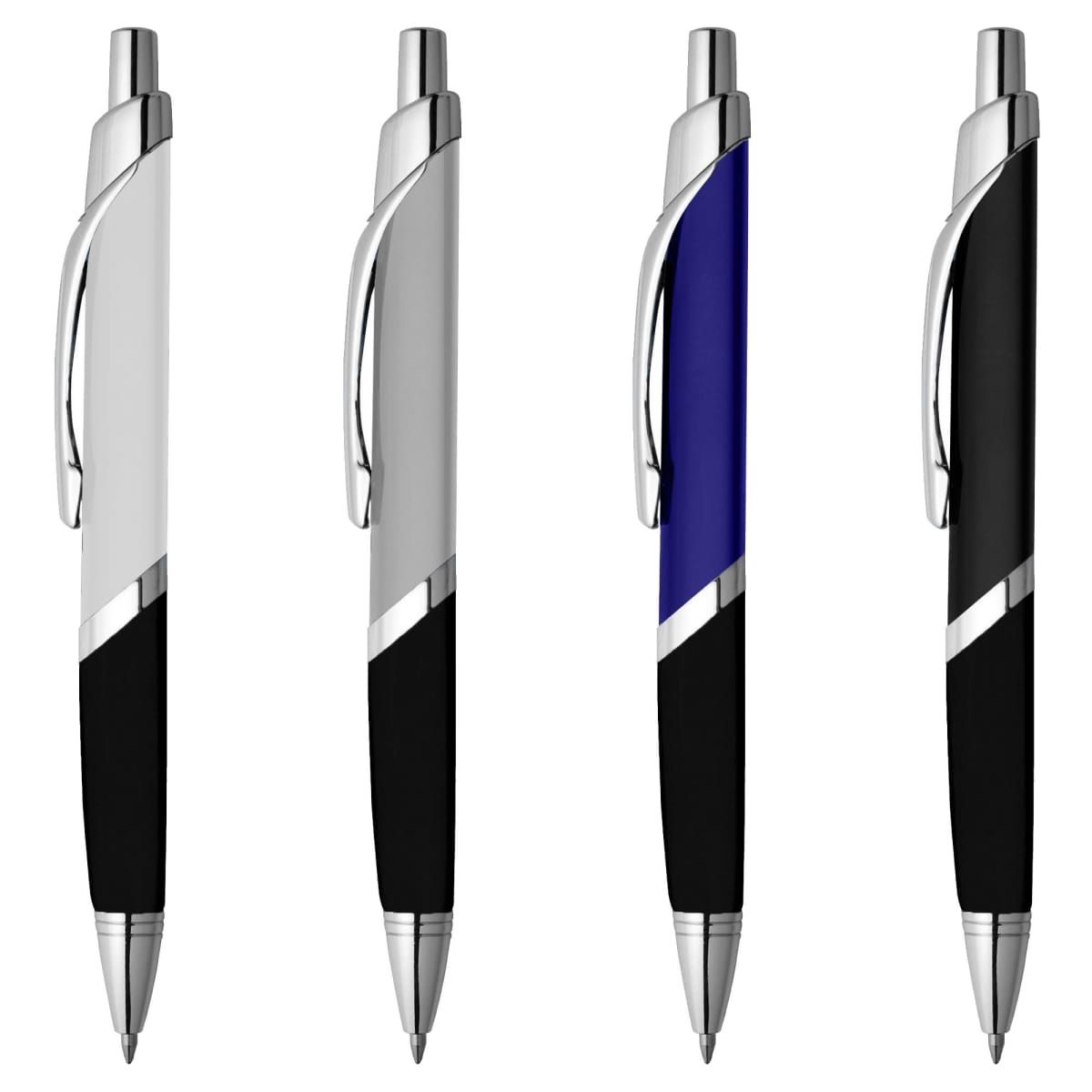 Four ballpoint pens with black grips—ideal as branded promotional materials or corporate gifts.