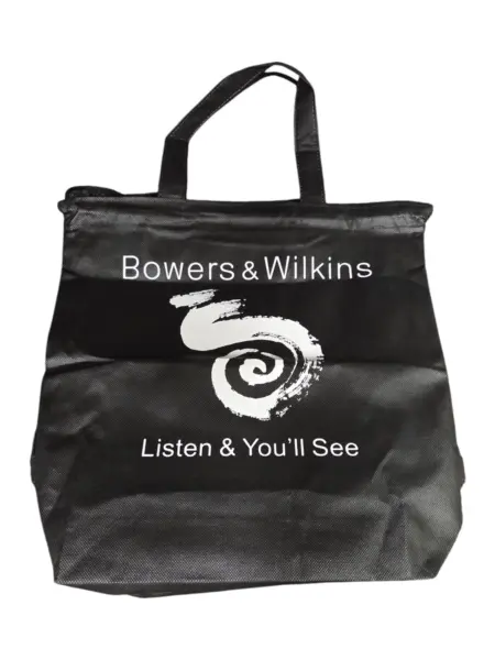 black tote with bowers & wilkins logo