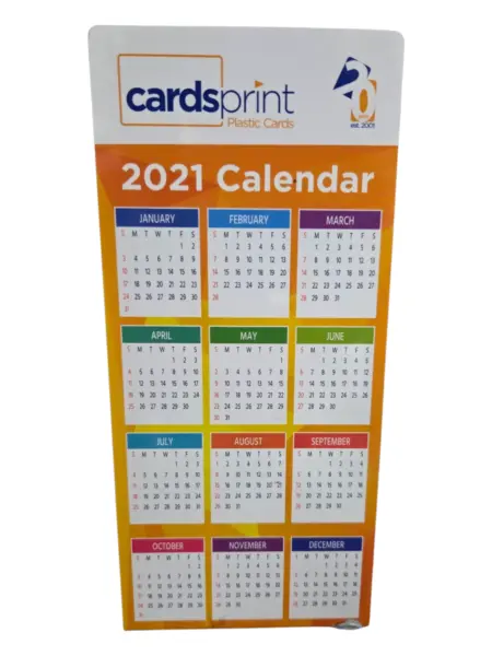 2021 calendar with cardsprint logo at the top