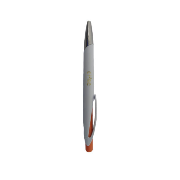 white and orange pen with CMRC logo