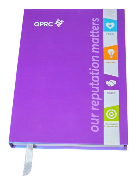 purple diary with design and QPRC logo