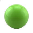 Shiny green Pod Lip Balm Balls container, spherical with a seam around its middle.
