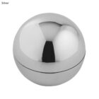 A shiny silver Pod Lip Balm Ball with a subtle seam around its middle.
