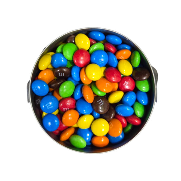 M&Ms in a tin can