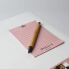 Notepad & wooden pen, perfect with your Promotional A3 Magnetic Whiteboard w/ Notepads.