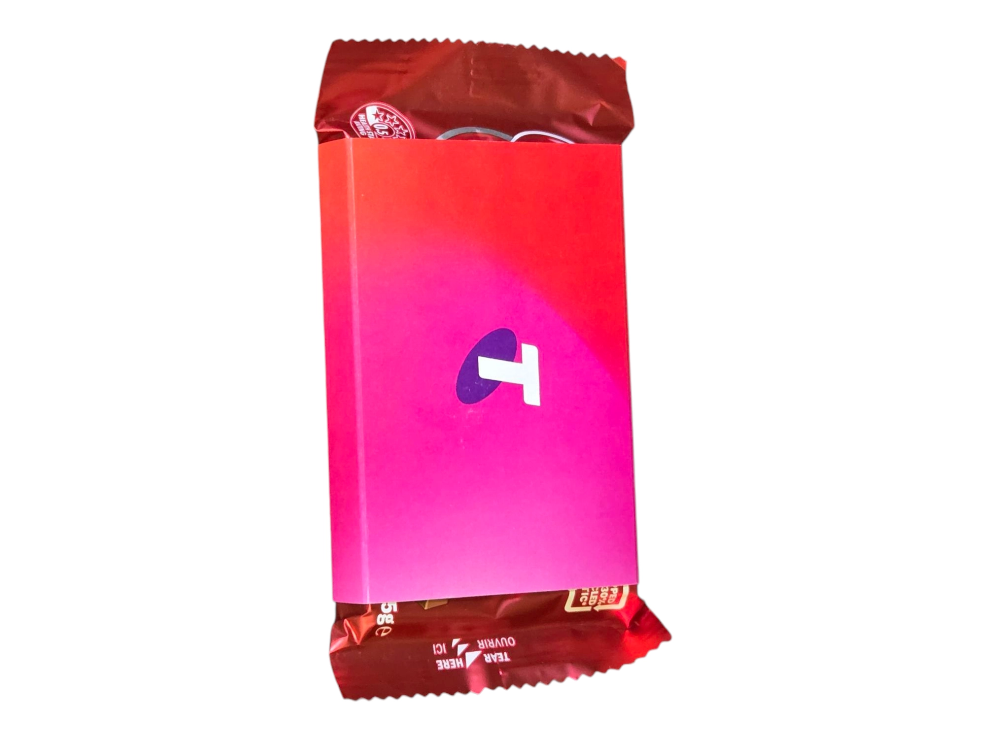 Chocolate bar with Telstra branding