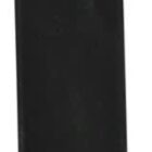 Silver pen in a black velvet sleeve, viewed from the front.