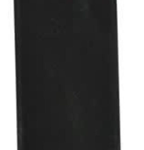 Silver pen in a black velvet sleeve, shown vertically against a white background.