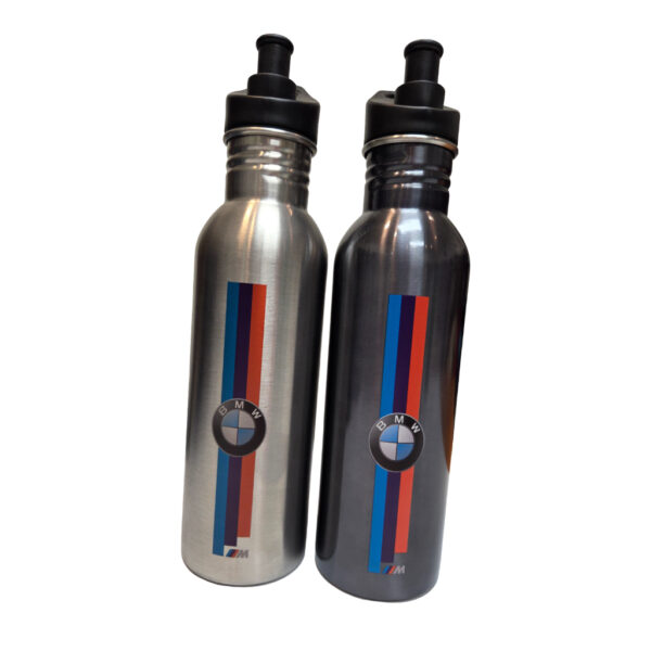 black and metallic grey bottles with bmw logo