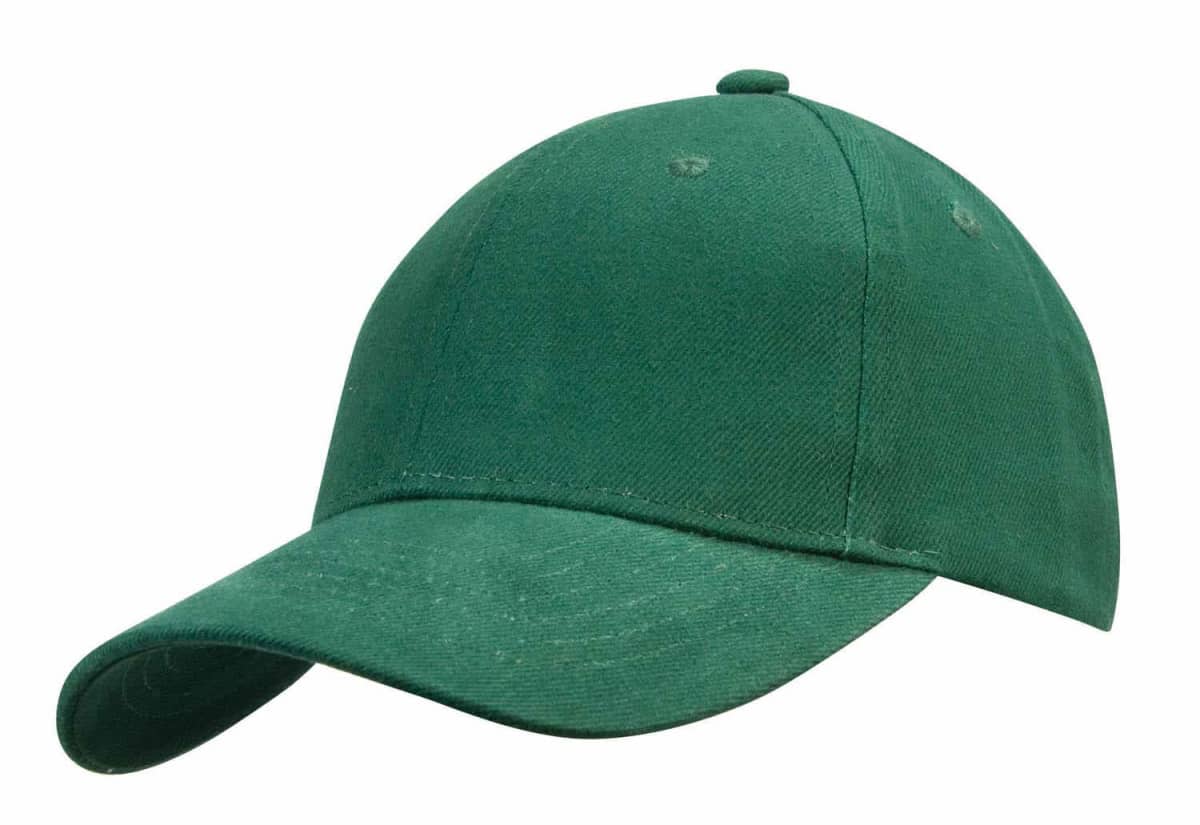 A plain green baseball cap with a curved brim, shown on a white background.