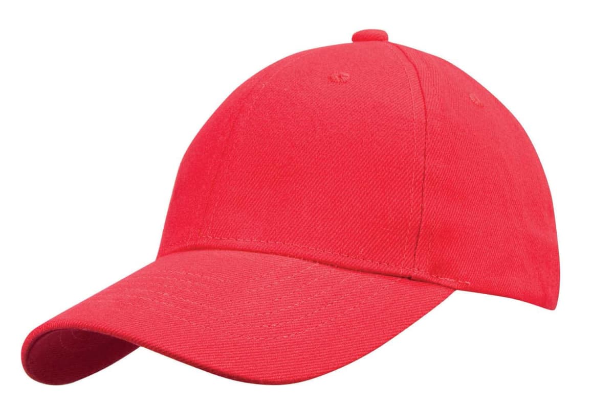 A plain red baseball cap on a white background.