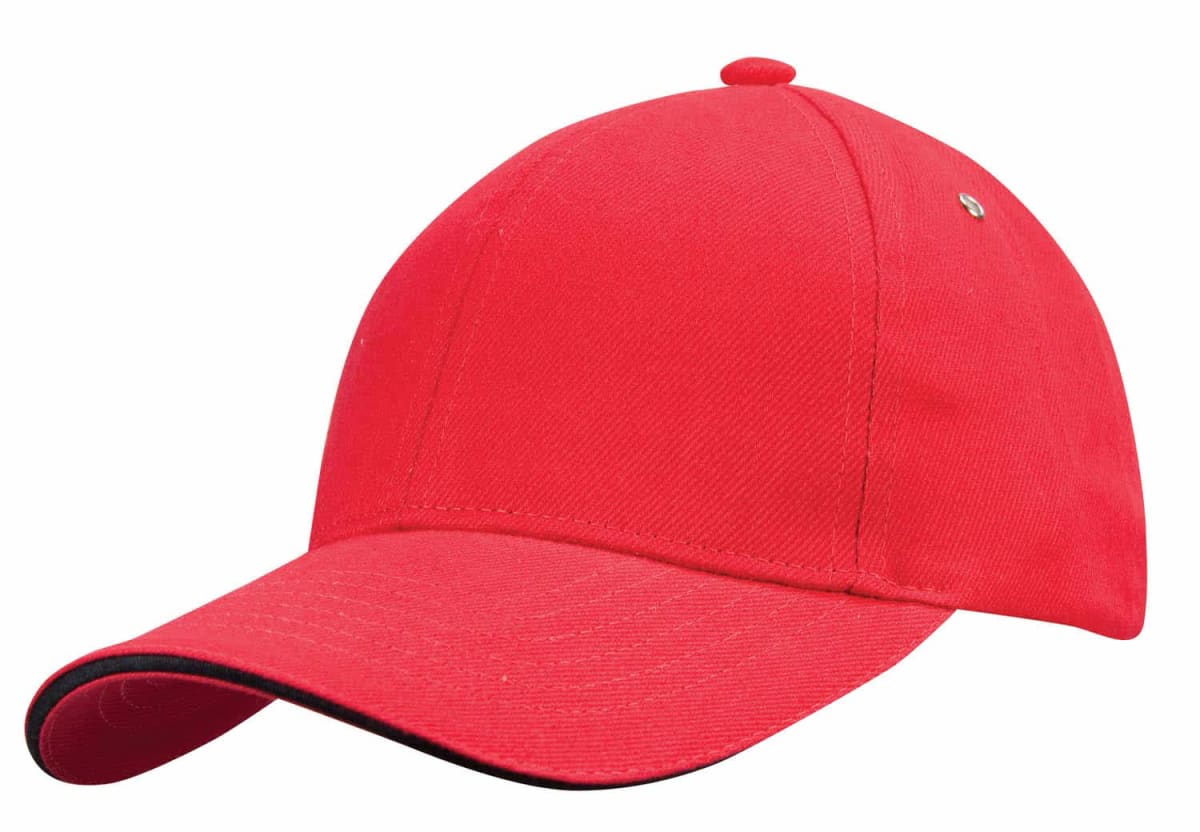 A plain red baseball cap with a curved brim.