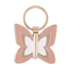 Gold and pink butterfly-shaped keychain with Cacharel engraved on the center.