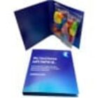 Blue folder open to reveal colorful balloons inside and white text on the front cover.