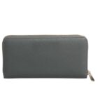 Gray zippered wallet with a textured surface, shown against a plain white background.