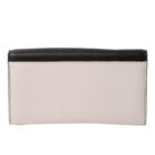 White wallet with a black top edge, shown from the back against a white background.
