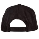 Back view of a black mesh baseball cap with an adjustable snapback closure.