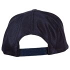 Back view of a black mesh baseball cap with an adjustable snap closure.