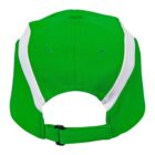 Back view of a green baseball cap with white side accents and an adjustable strap.