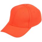 Bright orange baseball cap with a curved brim on a plain white background.