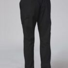 Person wearing black cargo pants, viewed from the back, standing against a plain background.