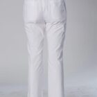 Person wearing white medical scrub pants, shown from the back against a plain background.