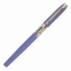 A purple and gold fountain pen with a decorative barrel design.
