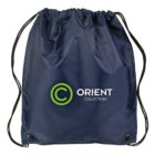 Navy blue drawstring bag with ORIENT COLLECTION logo in white and green.