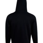 Black hooded sweatshirt shown from the back against a white background.