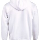 Plain white hooded sweatshirt shown from the back.