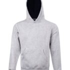 Light gray hooded sweatshirt with front pocket, displayed on a plain white background.