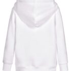 A plain white hooded sweatshirt shown from the back.