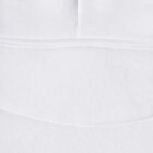 Close-up of white fabric with visible stitching and seams.