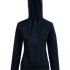 Black zip-up hoodie with front pockets and hood, shown on an invisible mannequin.