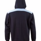 Black hoodie with a light blue horizontal stripe across the shoulders, shown from the back.